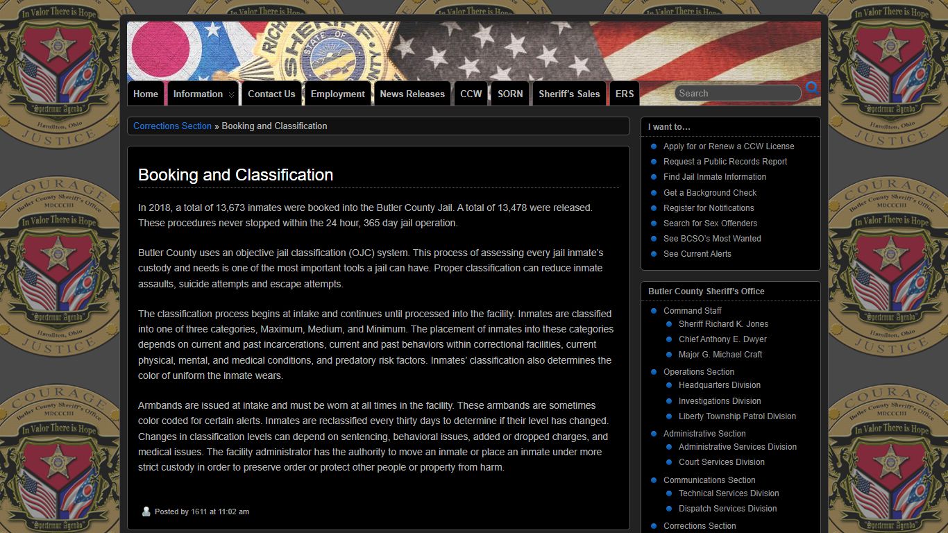 Booking and Classification » Butler County Sheriff's Office